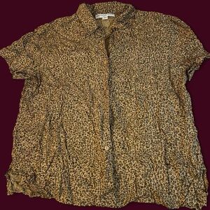 Large button down leopard print blouse